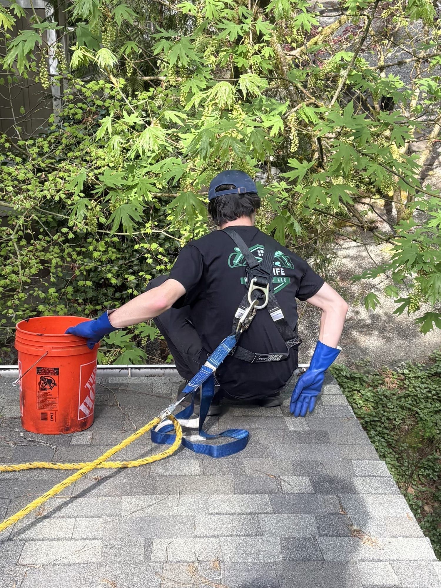 Gutter cleaning in progress by Rainlife Washing